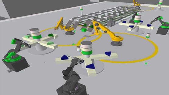 Taktzeitoptimierung und Robotersimulation